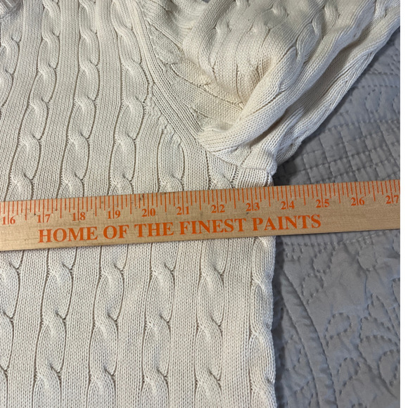 Lauren Ralph Lauren All Aroung Heavy Cable Knit Pullover Sweater 2X V-Neck Prep - Picture 7 of 8